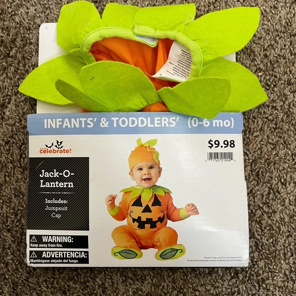 NEW Jack -O Lantern Halloween Costume for Infant, Size 0-6 M